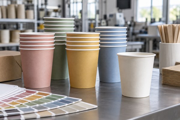 custom paper cups for party supplies sample and quality review in a Shenzhen party supplies factory