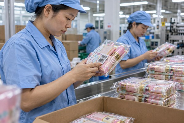 party supplies retail packaging sample and quality review in a Shenzhen party supplies factory